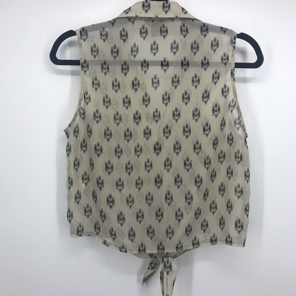 🖤 UK2LA sheer cropped top button down tribal print front tie size small - Picture 6 of 10